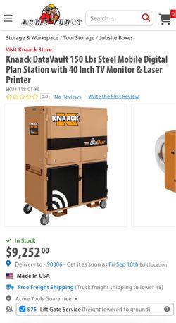 Knaack DataVault  Mobile Digital Plan Station with 40 Inch TV Monitor