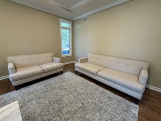 2 Piece-Beige Light Color Sofa And Love Seat For Sale