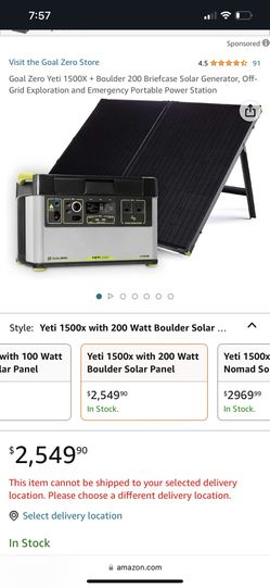Yeti 1500x with 200 Watt Boulder Solar Panels
