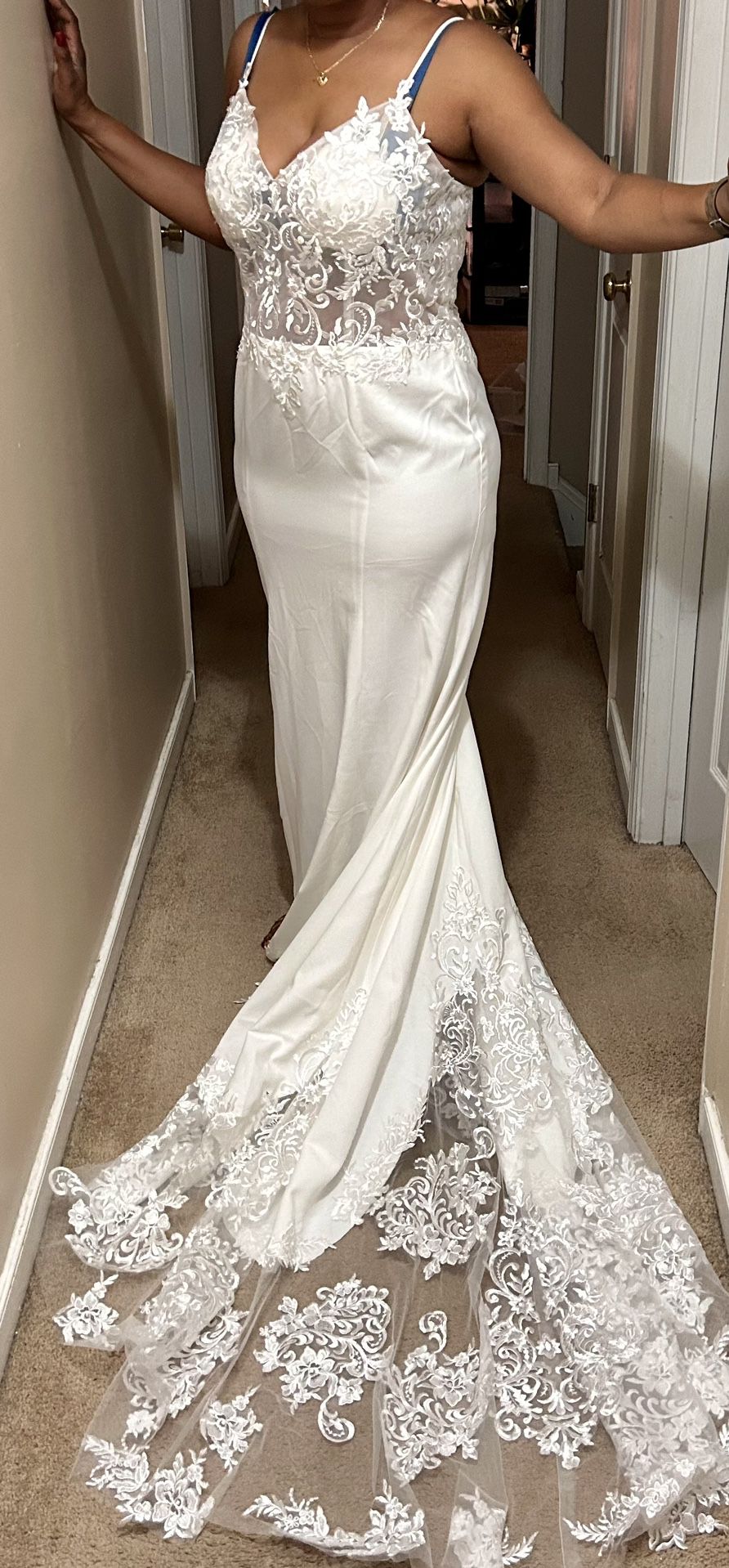 Lace Mermaid Classic Wedding Dress With Elastic Satin 