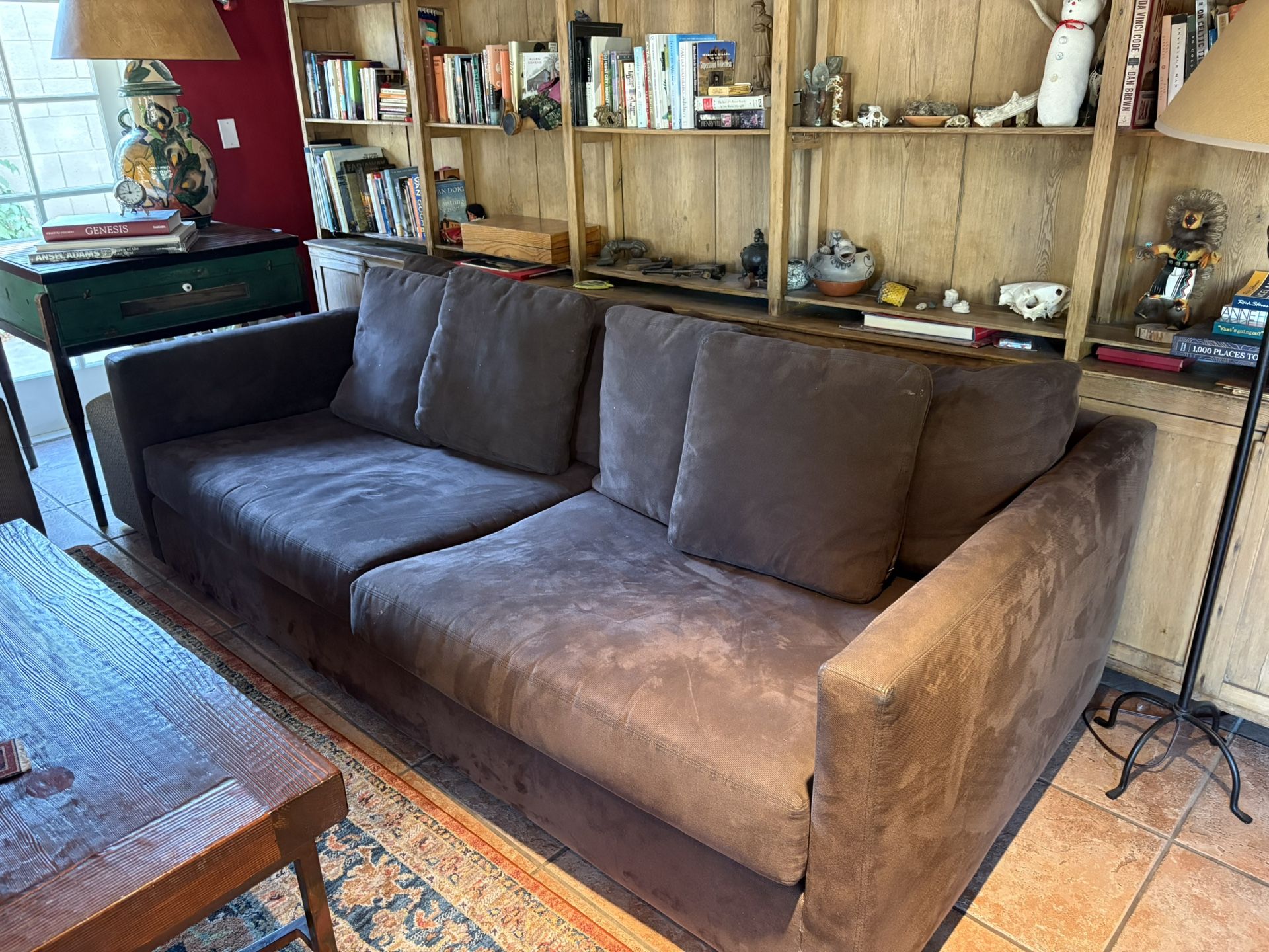 Luxury chocolate brown, velvet, sofa