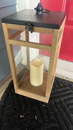 Large Wood and Glass Candle Lantern