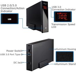 New Rosewill RX356-U-LCD - Storage enclosure with LCD display, on/off power switch - 3.5" - SATA 3Gb/s - 300 MBps - USB 3.0