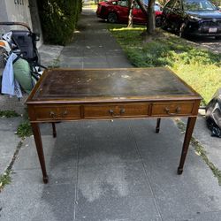 Leather Wood Desk