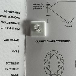 • 2.06 CT Oval Brilliant Lab Diamond - IGI Certified