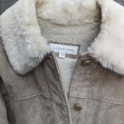 Liz Claiborne Faux Suede Ladies 3/4 Length Coat Size L