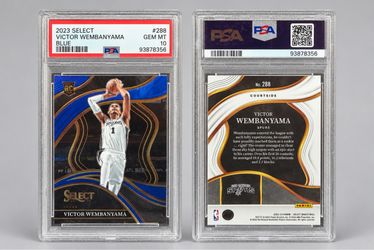 2023-24 Panini Select Victor Wembanyama Courtside Blue RC #288 PSA 10