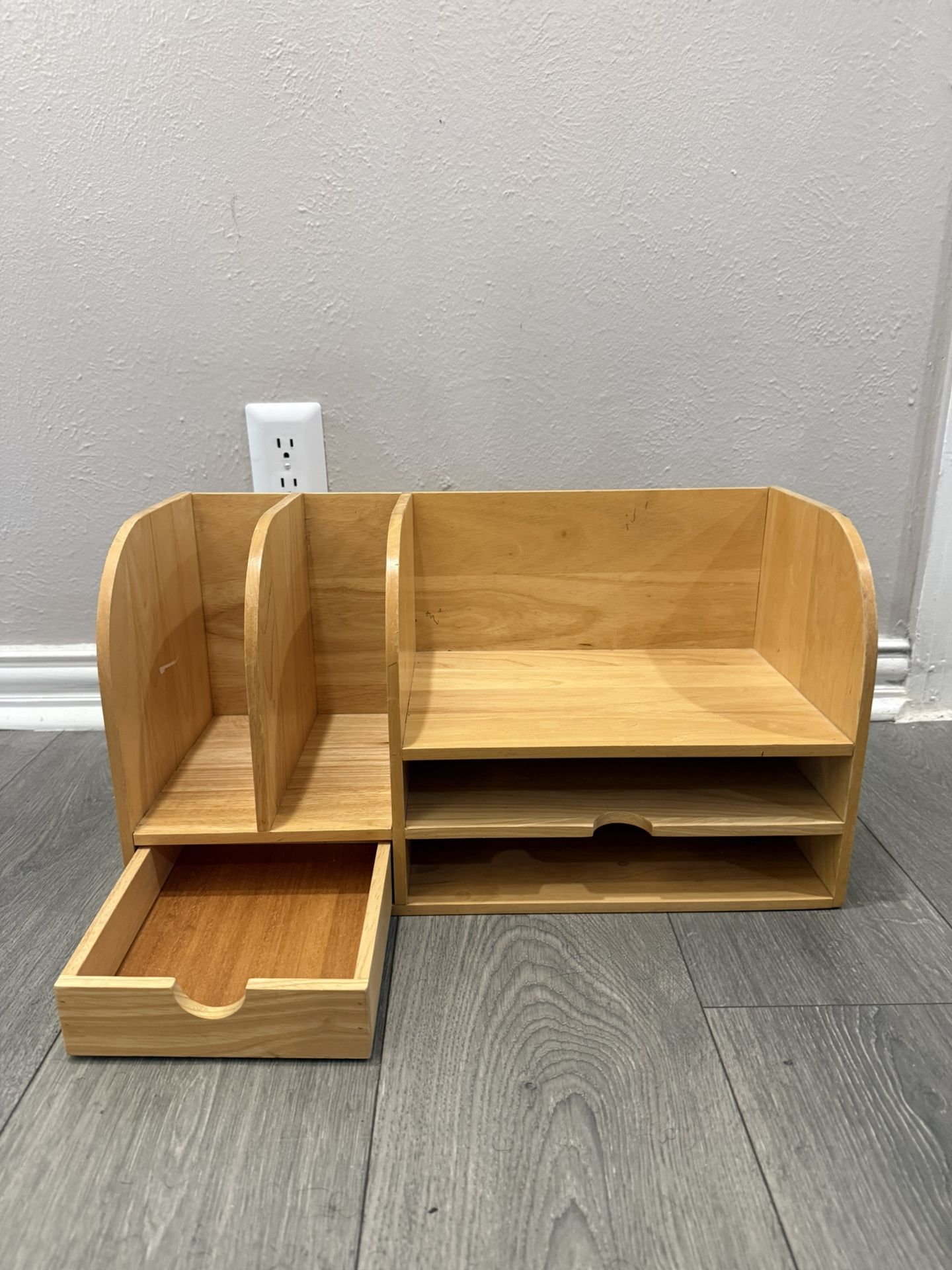 Large Charming Lightly Used Wooden Desk Organizer (19.5” x 11” x 8”)