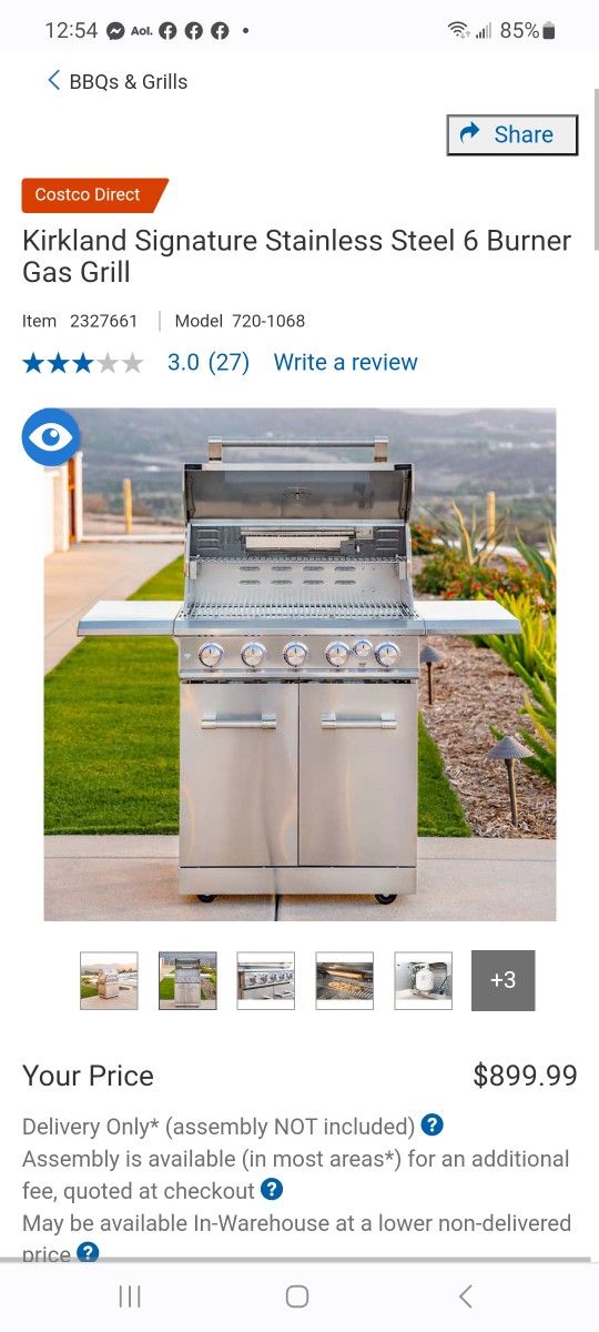 Kirkland Signature Stainless Steel 6 Burner Gas Grill $700