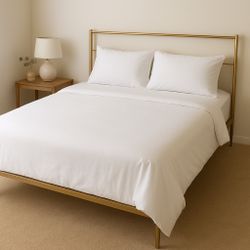 Almost-New Queen Bamboo Mattress + Elegant Gold Frame – $200 OBO – Must Go Today!