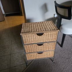 Wicker and medal night stand
