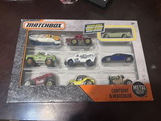 MATCHBOX, 9 CAR GIFT PACK, S.W.A.T., BOAT, FARM TRACTOR....., NEW IN BOX, 2016
