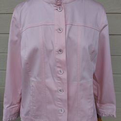 Pink Jacket 3/4 Sleeve Ruffle Collar & Cuffs