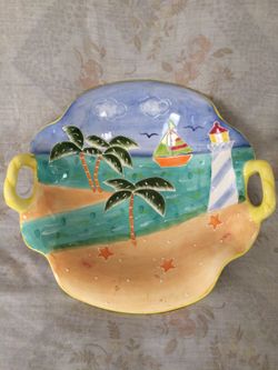 Beach and Lighthouse China Serving Dish