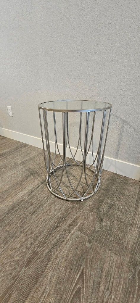 Glass Top Metal Side Table