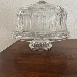 Vintage Pressed Glass Convertible Cake Stand Condiment 
