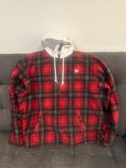 Patta Tartan Fleece Hooded Overshirt Size XL