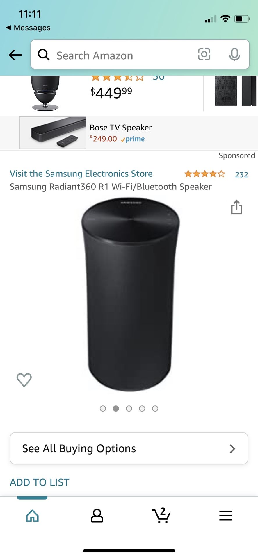 TWO Samsung Radiant360 r1 WiFi Bluetooth Speaker