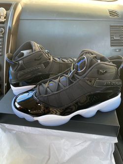 black and blue jordan 6 rings size 9
