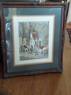 Fox Hunting color lithograph of an engraving of a painting by E.A.S. Douglas (1(contact info removed)) titled “Morning” 