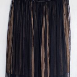 Massimo Dutti Semi Sheer Black Midi Skirt 6
