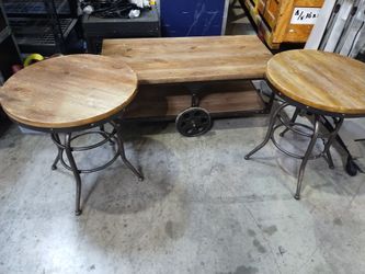 Industrial coffee table with matching end tables