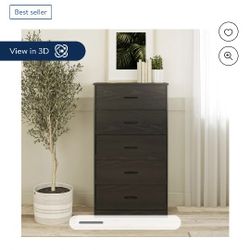 Mainstays Classic 5 Drawer Dresser, Black Oak