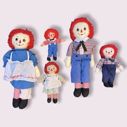 Lot Of 5 Raggedy Ann & Andy Dolls ( All Vintage )