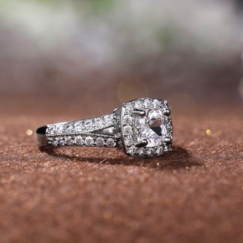 "Luxury Clear Square Gem Zircon Engagement/Wedding Rings for Women, K774