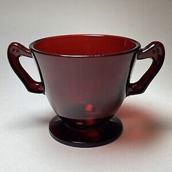 Vintage  Royal Ruby Red Glass Open Sugar Bowl Dish