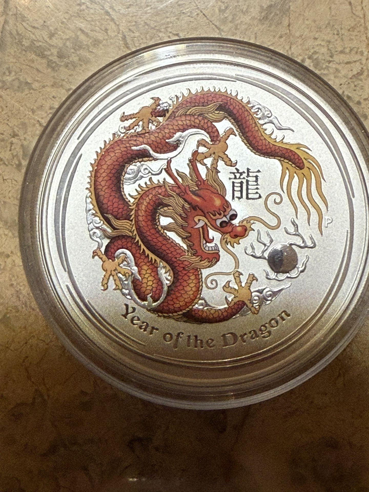 2012 Australia Year Of The Dragon 5oz Colorized Silver Coin