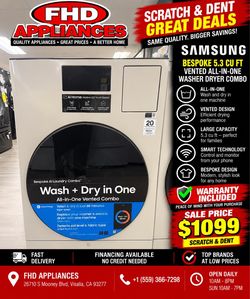Samsung bespoke 5.3cu ft washer and dryer all in one
