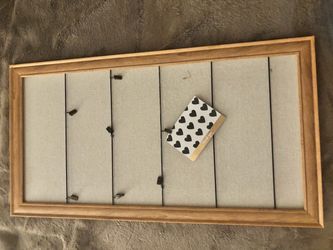 Wood Framed Linen Memo Board with Clips