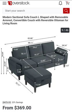 Newer clean sofa with ottoman+ pockets