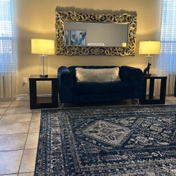 Blue velvet loveseat for sale