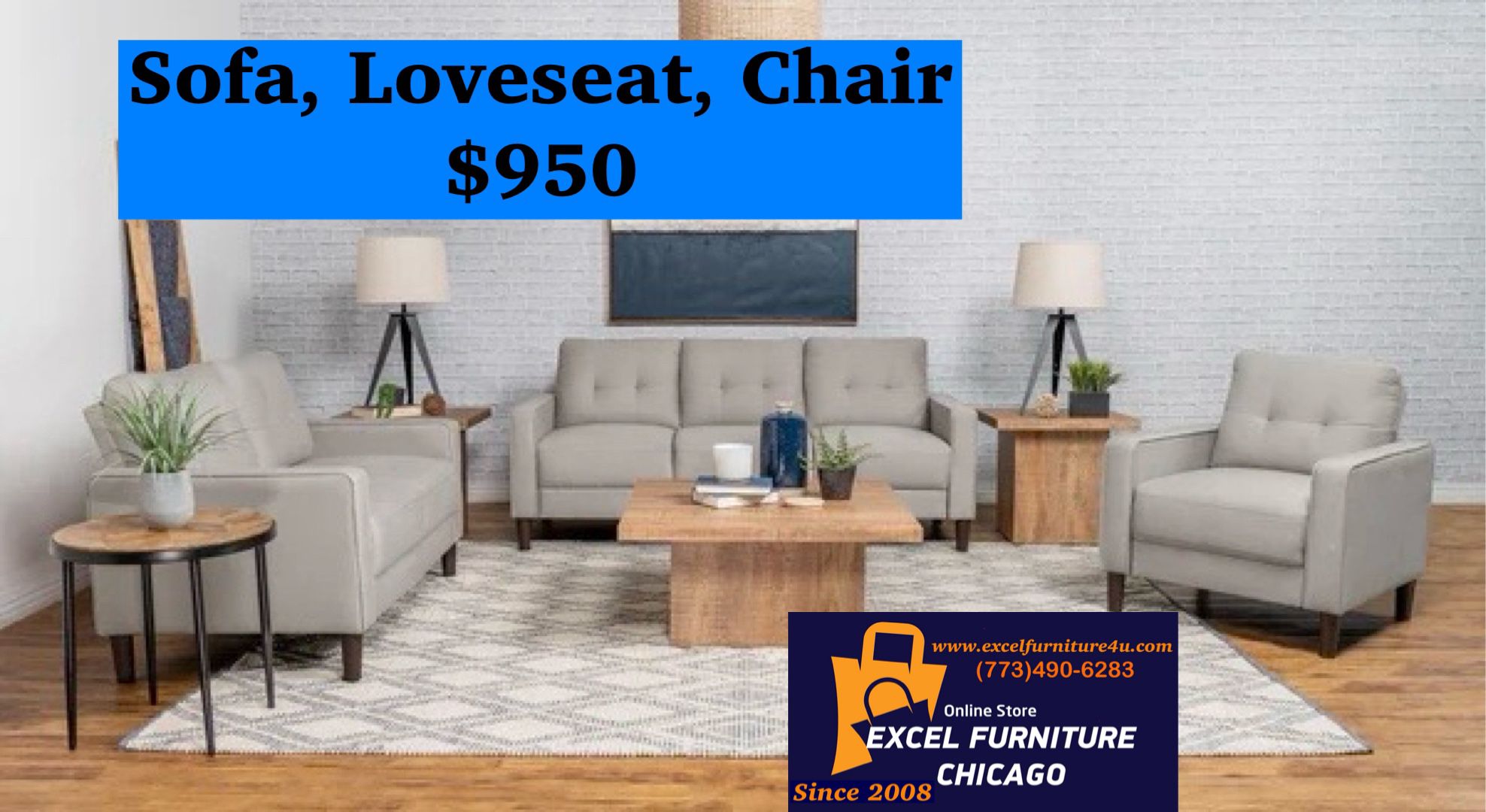 Brand New 3PC Sofa Loveseat Chair Set 