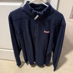 Men Vineyard Vines Navy Blue Pullover Sweatshirt Long Sleeve 1/4 Zip Size M