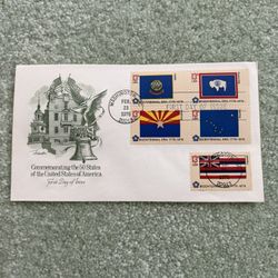 1976 1st Day Cover Bicentennial State Flags Featuring Stamps ID, WY, AZ, AL, HI