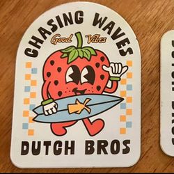 Dutch Bros Chasing Waves Strawberry Sticker