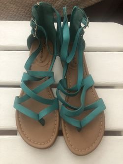 Teal Gladiator Sandals