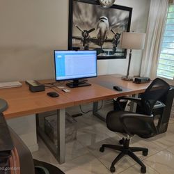 Large Adjustable Brown Office Desk