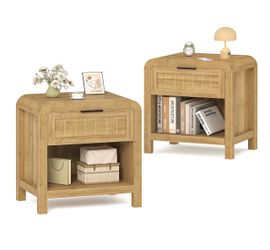 Set of 2 Natural Oak Nightstands