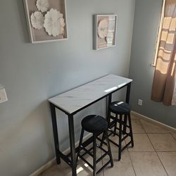 Bar & Stools With 2 Wall Peices