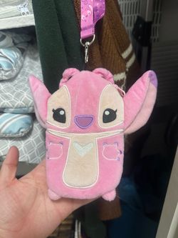 Disney Lilo and Stitch pink plush Angel Lanyard
