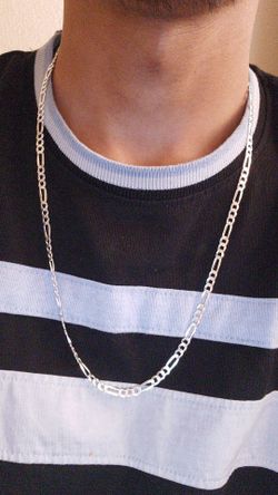 22" 925 Solid Silver Figaro Chain Necklace