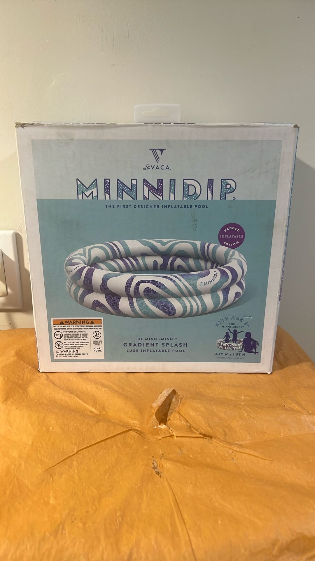 Minnidip Luxe Inflatable Pool Kids Age 3 And Up 4 Ft W x 1 Ft H