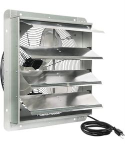 New-KEN BROWN 18 Inch Exhaust Fan with Power Cord, Automatic Shutter, 2600CFM, Aluminum Cooling Ventilation Fan, High Speed Wall Mounted Attic Fan for