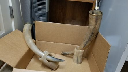2 cow horn with holder
