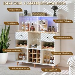 Wine Bar Cabinet with Led & Sockets