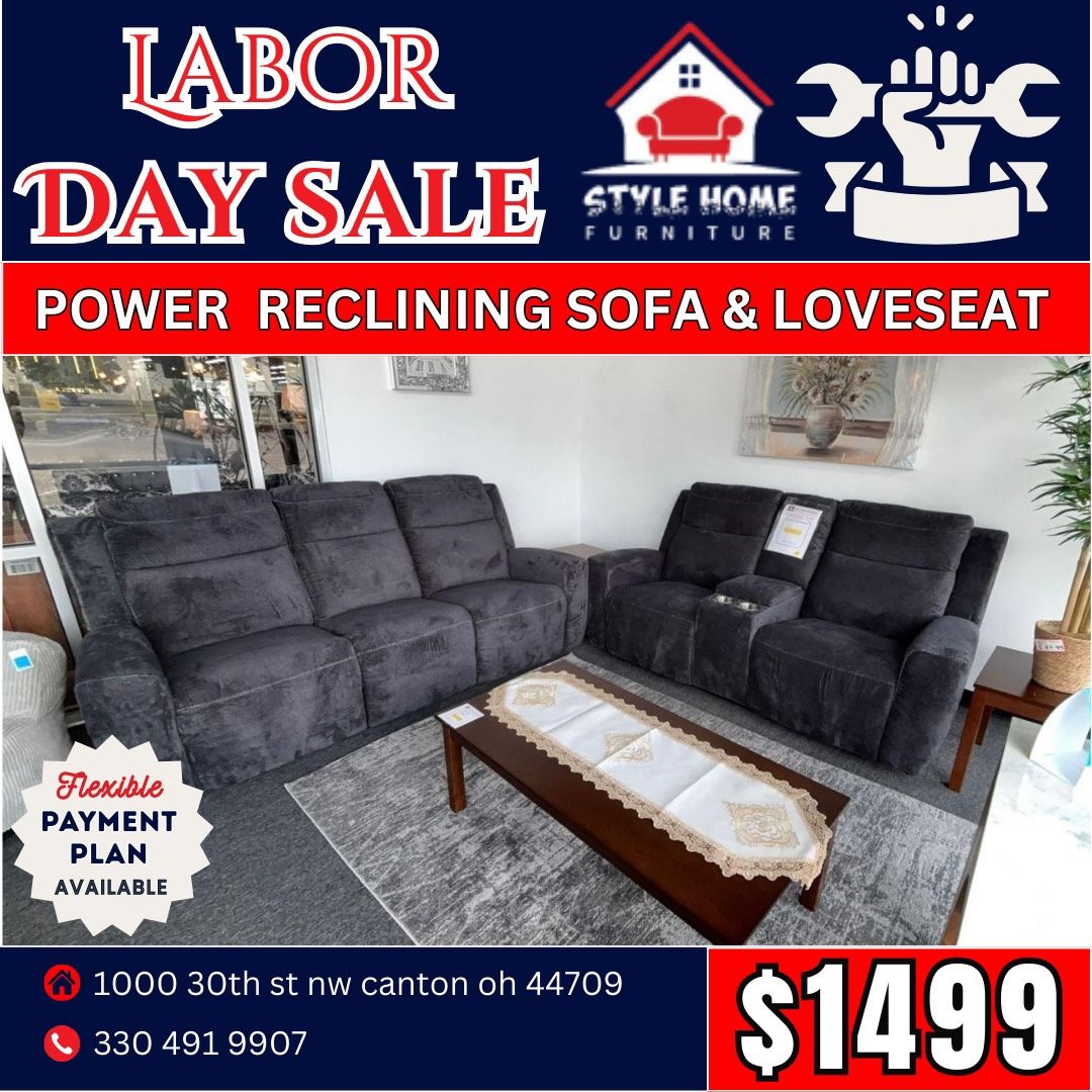Power Reclining Sofa and Love Seat $1,499
